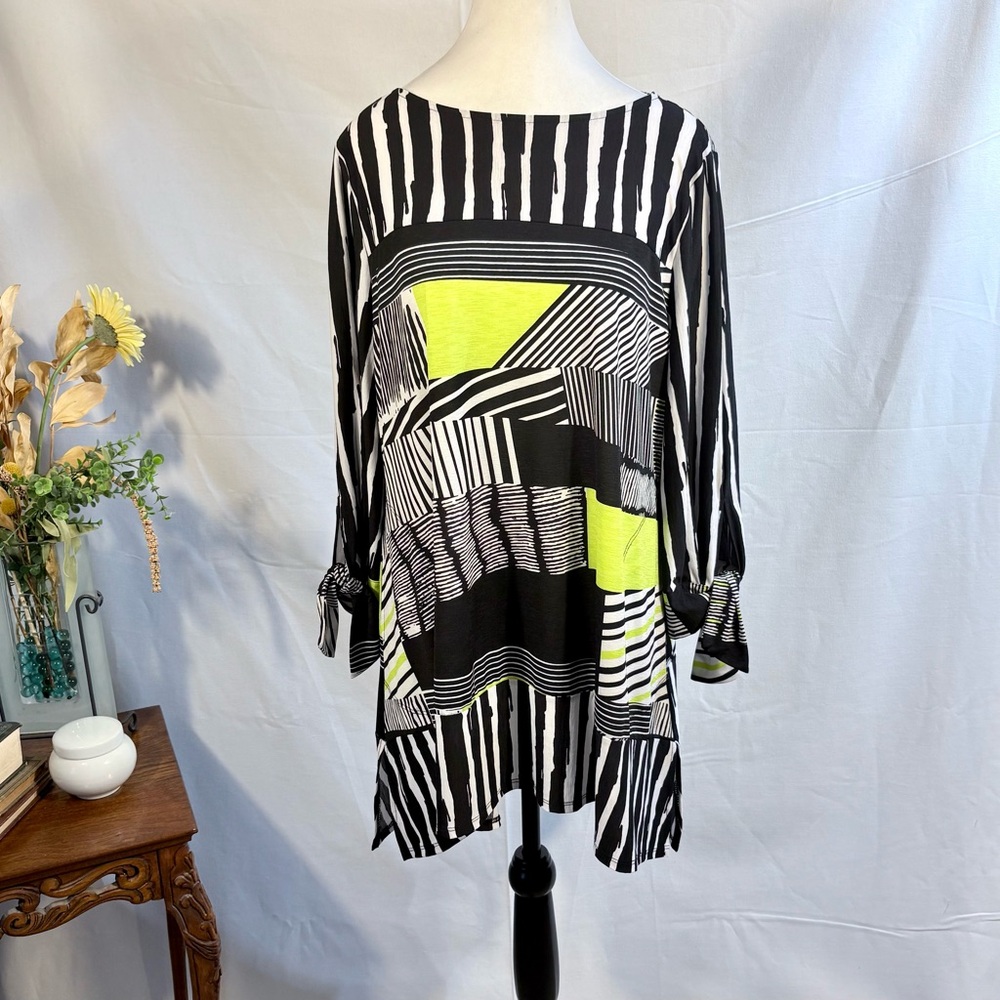 IC by Connie K Abstract Stripe Wearable Art Tunic Tie Sleeve Top USA Sz M🧡 - Picture 12 of 12